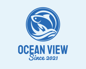 Ocean Wave Fish logo design