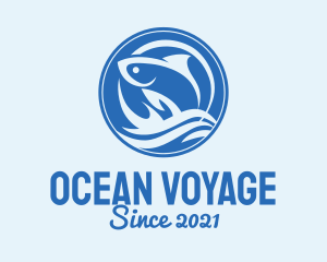 Ocean Wave Fish logo design