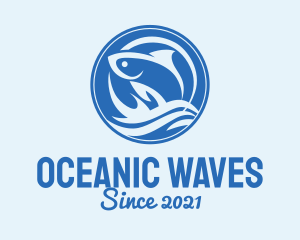 Ocean Wave Fish logo design