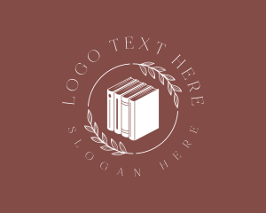 Bookstore - Book Library Wreath logo design