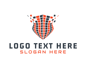 Shield - Digital Pixel Shield logo design