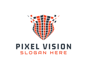 Digital Pixel Shield logo design