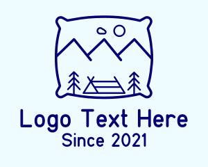 Trekking - Bed Pillow Mountain Camp logo design