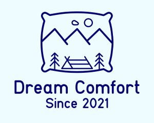 Pillow - Bed Pillow Mountain Camp logo design