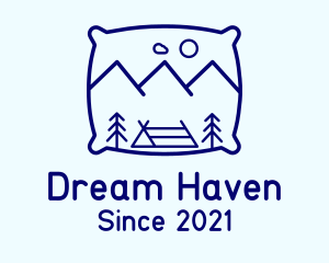 Sleep - Bed Pillow Mountain Camp logo design