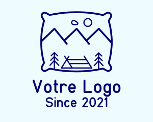 Blue - Bed Pillow Mountain Camp logo design