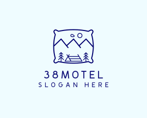 Bed Pillow Mountain Camp logo design