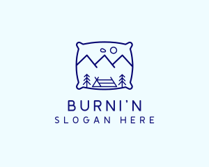 Bed Pillow Mountain Camp logo design