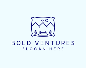 Bed Pillow Mountain Camp logo design