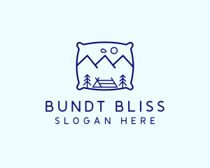 Bed Pillow Mountain Camp logo design