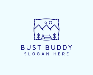 Bed Pillow Mountain Camp logo design