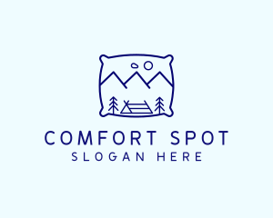 Bed Pillow Mountain Camp logo design