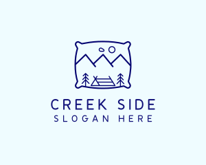 Bed Pillow Mountain Camp logo design