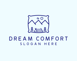 Bed Pillow Mountain Camp logo design