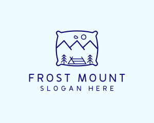 Bed Pillow Mountain Camp logo design