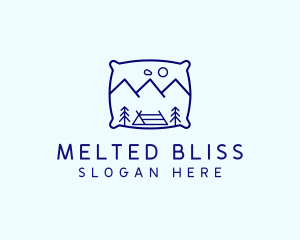 Bed Pillow Mountain Camp logo design