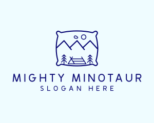 Bed Pillow Mountain Camp logo design