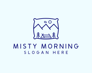 Bed Pillow Mountain Camp logo design