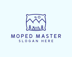 Bed Pillow Mountain Camp logo design