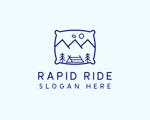 Bed Pillow Mountain Camp logo design