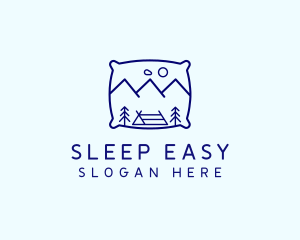 Bed Pillow Mountain Camp logo design