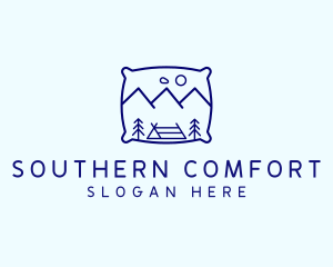 Bed Pillow Mountain Camp logo design