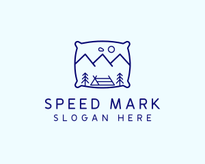 Bed Pillow Mountain Camp logo design