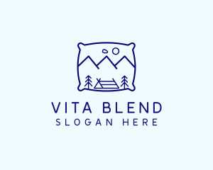 Bed Pillow Mountain Camp logo design