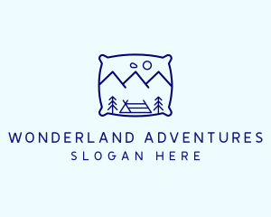 Bed Pillow Mountain Camp logo design