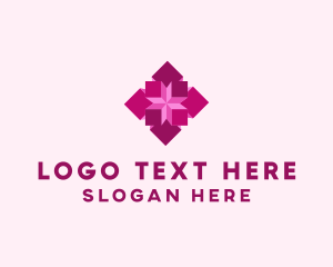 Pink - 3D Geometric Flower logo design