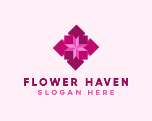 3D Geometric Flower logo design