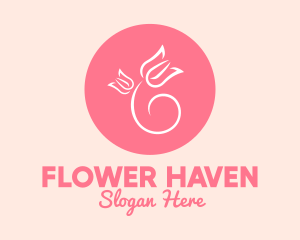 Pink Rose Flower logo design