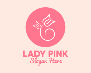 Pink Rose Flower logo design