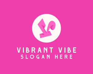 Pinky Funky Letter V logo design