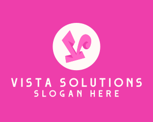 Pinky Funky Letter V logo design