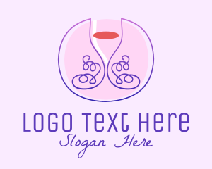 Scribble - Wine Glass Vines logo design