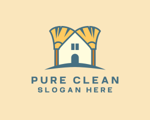 Broom Sweep Cleaning logo design