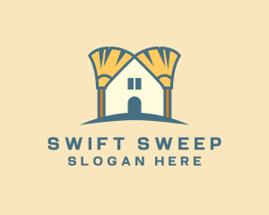 Broom Sweep Cleaning logo design