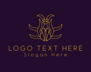 Marketing - Golden Mythical Fox Creature logo design