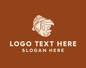 Laughing - Wooden Puppet Boy logo design