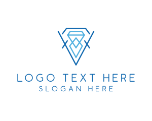 Treasure Hunt - Blue Crystal Diamond logo design