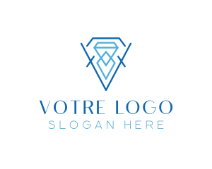 Interior Deign - Blue Crystal Diamond logo design