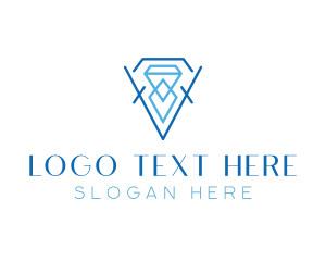 Treasure Hunt - Blue Crystal Diamond logo design