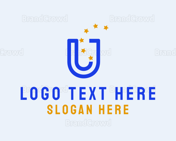 Blue Letter U & Stars Logo