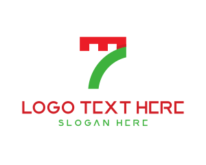 Seven - Geometric Abstract Number 7 logo design