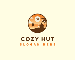 Hut - Beach Getaway Travel logo design