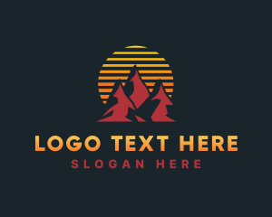 Volcano - Outdoor Summit Sunset logo design