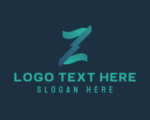 Lightning - Green Gradient Letter Z logo design