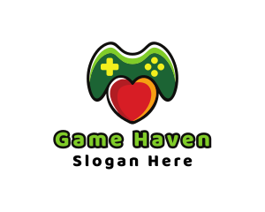 Dating - Heart Gaming Controller logo design