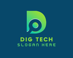 Gradient Tech Letter D logo design